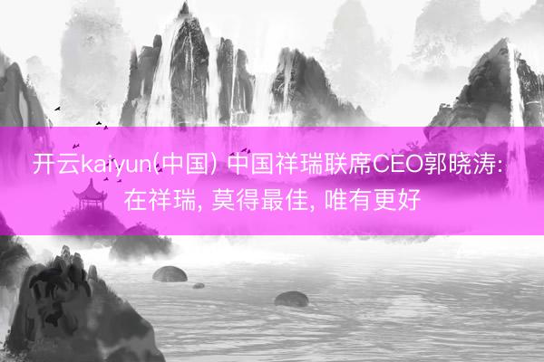 开云kaiyun(中国) 中国祥瑞联席CEO郭晓涛: 在祥瑞， 莫得最佳， 唯有更好