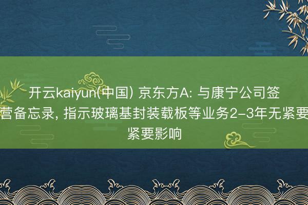 开云kaiyun(中国) 京东方A: 与康宁公司签署合营备忘录， 指示玻璃基封装载板等业务2-3年无紧要影响