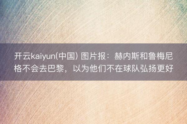 开云kaiyun(中国) 图片报：赫内斯和鲁梅尼格不会去巴黎，以为他们不在球队弘扬更好
