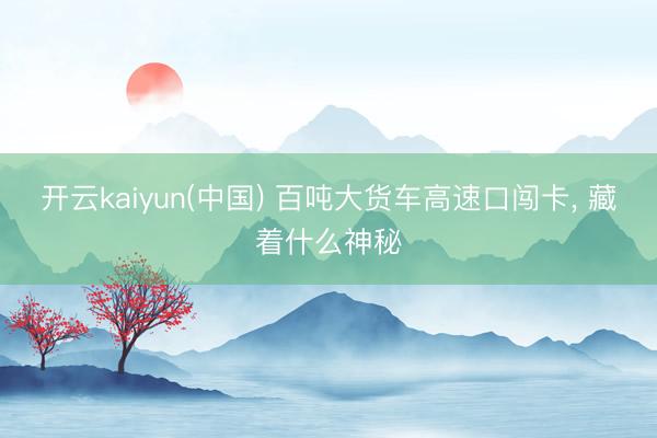 开云kaiyun(中国) 百吨大货车高速口闯卡， 藏着什么神秘