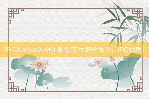 开云kaiyun(中国) 射频芯片细分龙头，IPO受理！