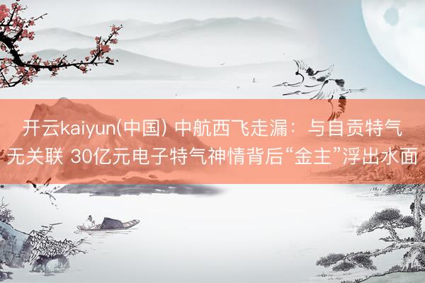 开云kaiyun(中国) 中航西飞走漏：与自贡特气无关联 30亿